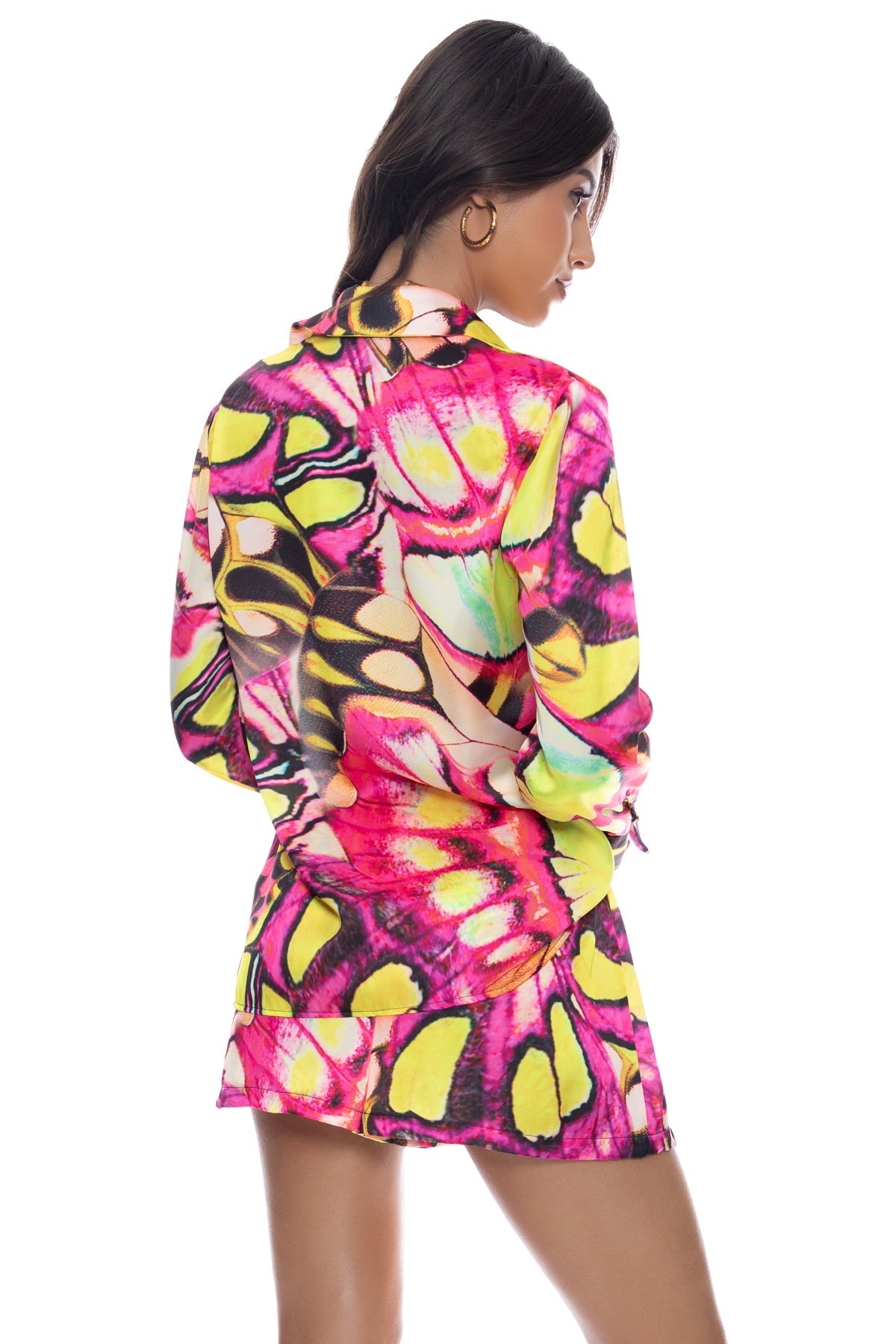 FLUTTER - Button Down Deep Cuff Blouse – Luli Fama Miami